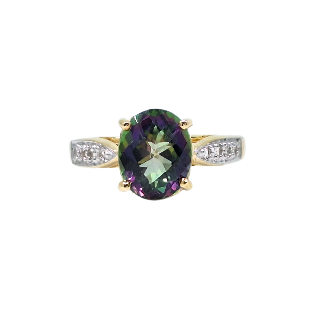 9ct Yellow Gold Mystic Topaz Ring