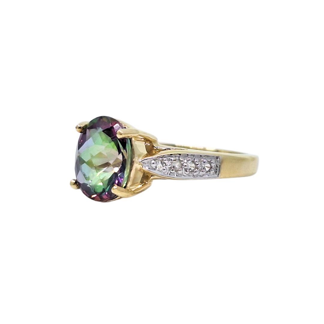 9ct Yellow Gold Mystic Topaz Ring