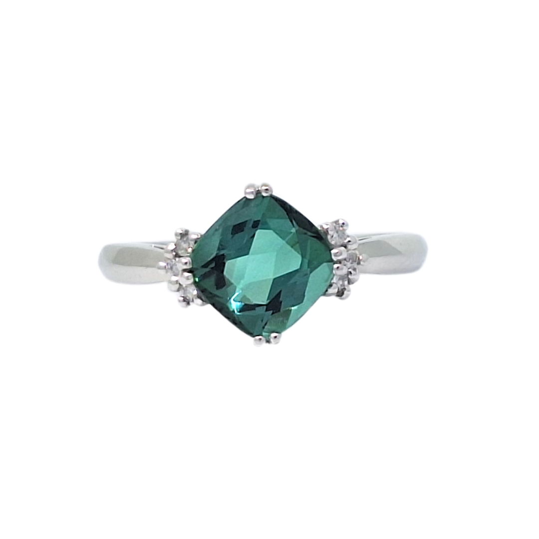 18ct White Gold Tourmaline & Diamond Ring