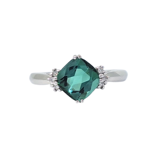 18ct White Gold Tourmaline & Diamond Ring