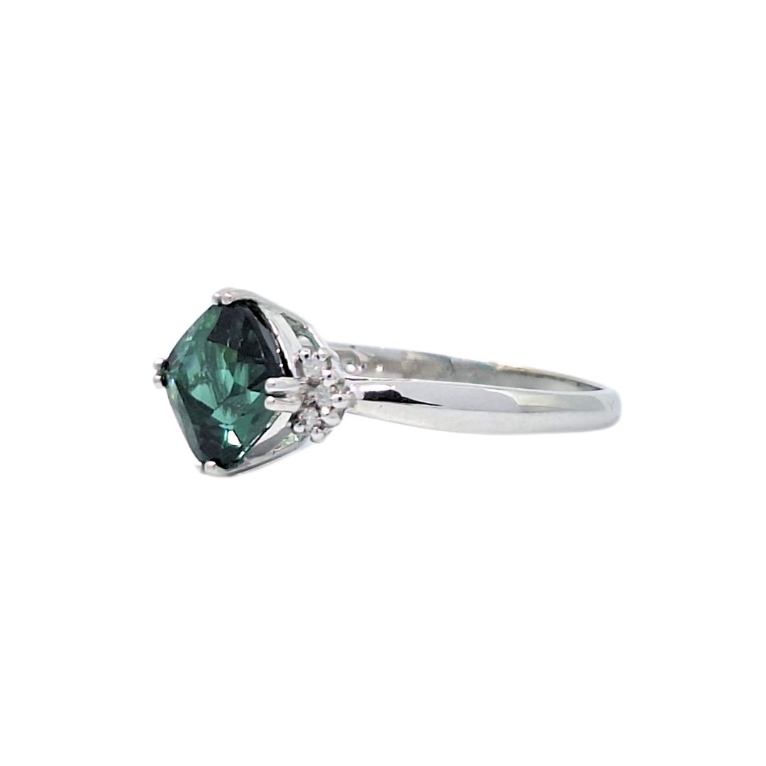 18ct White Gold Tourmaline & Diamond Ring