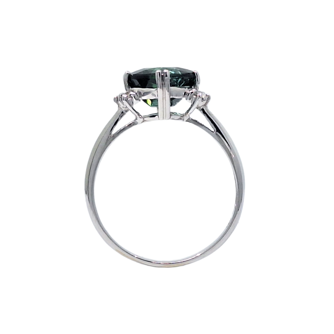 18ct White Gold Tourmaline & Diamond Ring