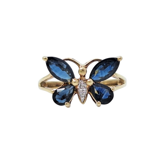 9ct Yellow Gold Sapphire Butterfly Ring