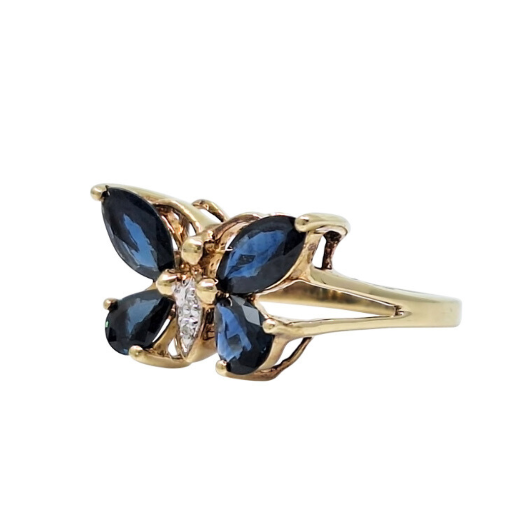 9ct Yellow Gold Sapphire Butterfly Ring