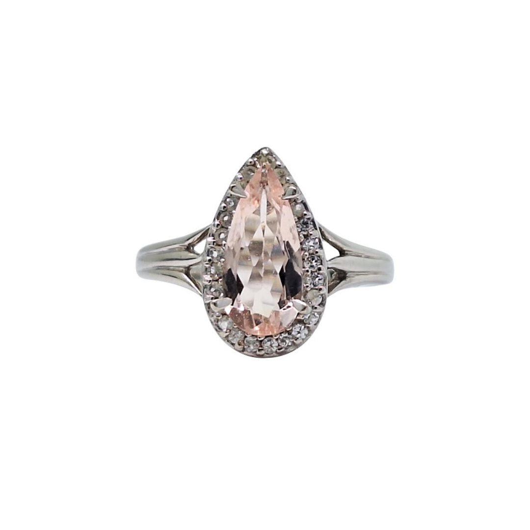 9ct White Gold Kunzite Ring