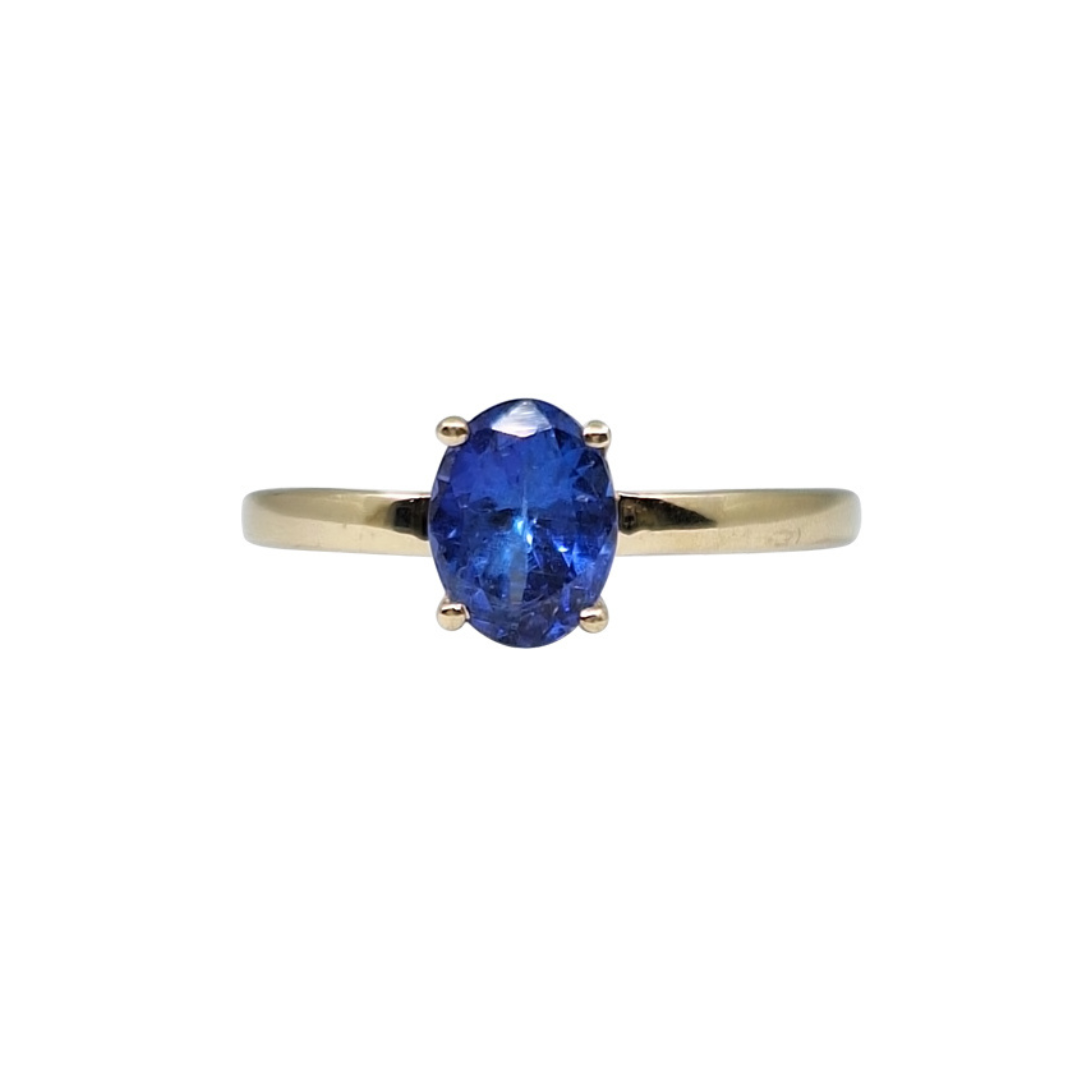 9ct Yellow Gold Oval Tanzanite Solitaire Ring