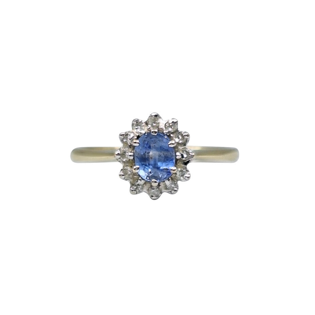 9ct Yellow Gold Tanzanite Cluster Ring