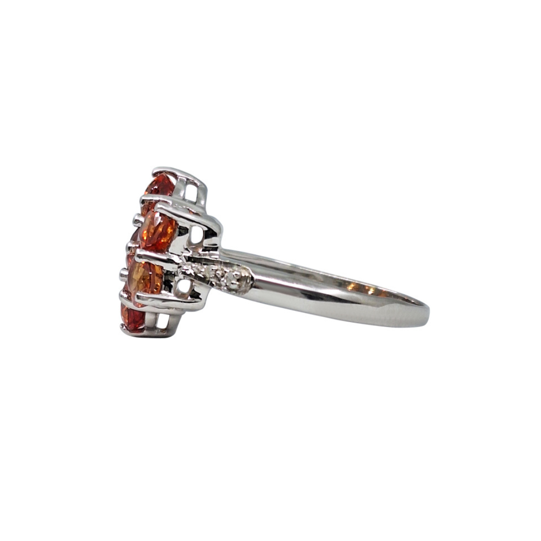 9ct White Gold Orange Stone Cluster Ring