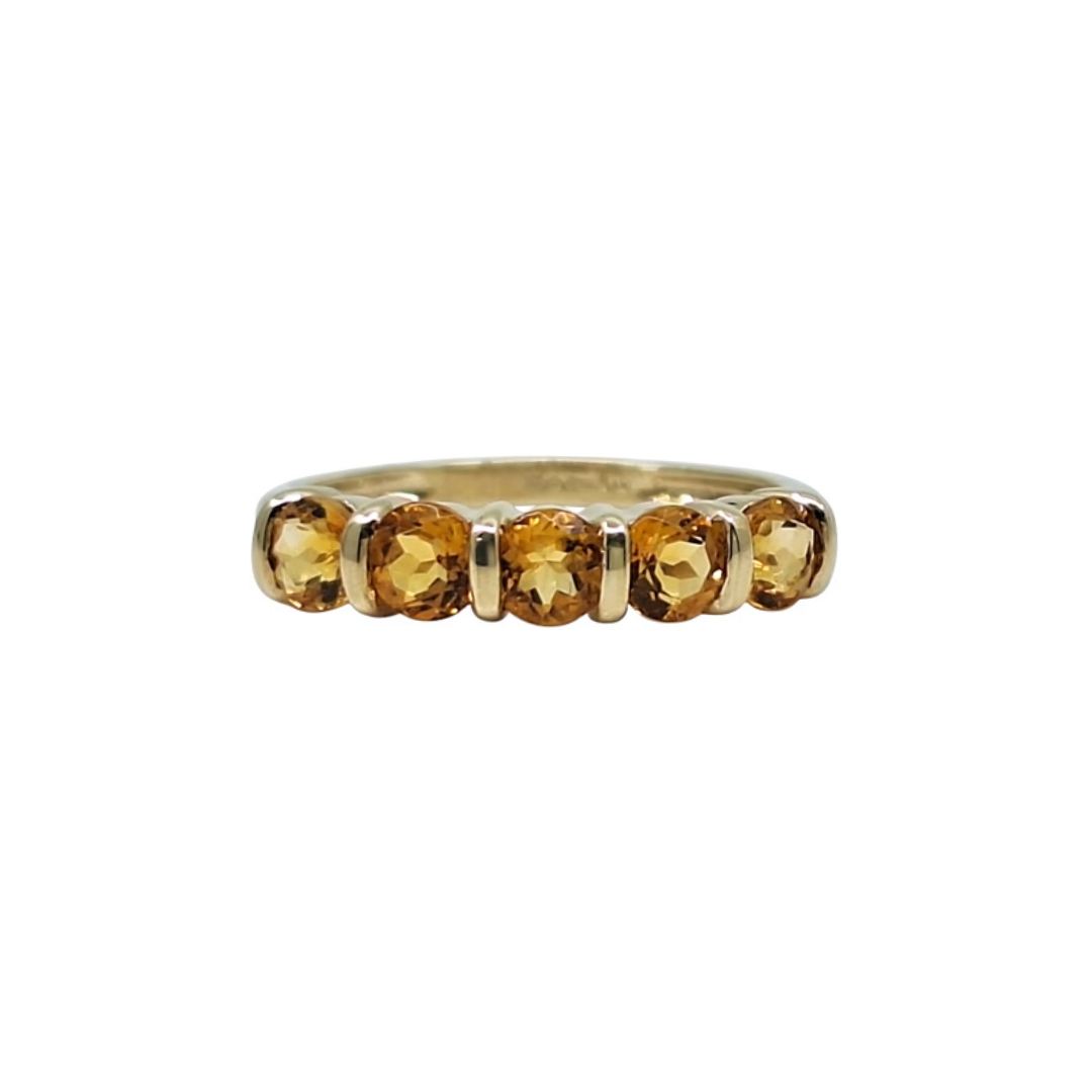 9ct Yellow Gold Citrine Five Stone Ring