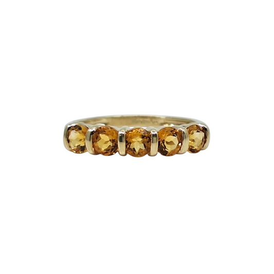 9ct Yellow Gold Citrine Five Stone Ring