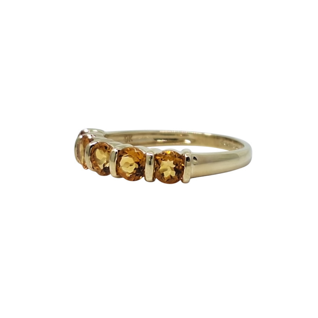 9ct Yellow Gold Citrine Five Stone Ring