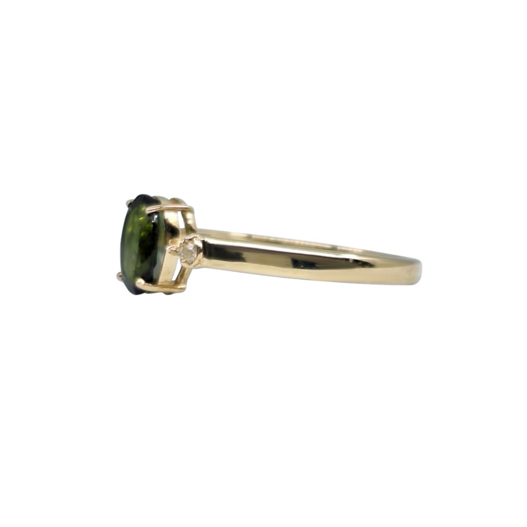 9ct Yellow Gold Moldavite Ring