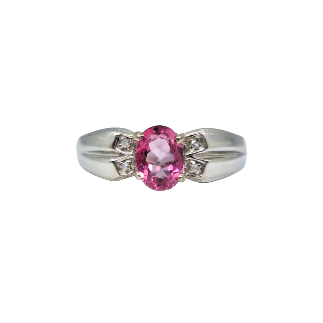 9ct White Gold Pink Tourmaline Ring