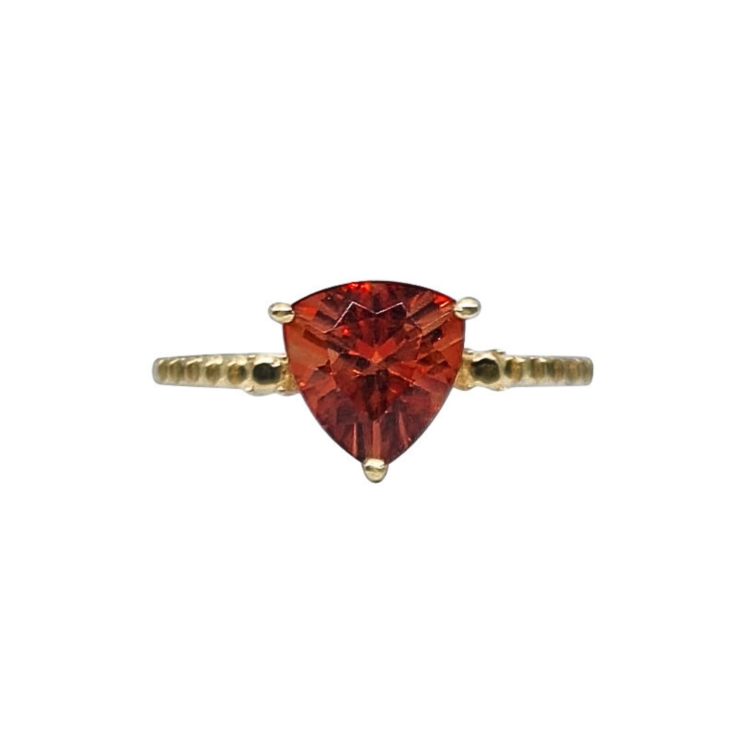 9ct Yellow Gold Trilliant Cut Orange Gemstone Ring