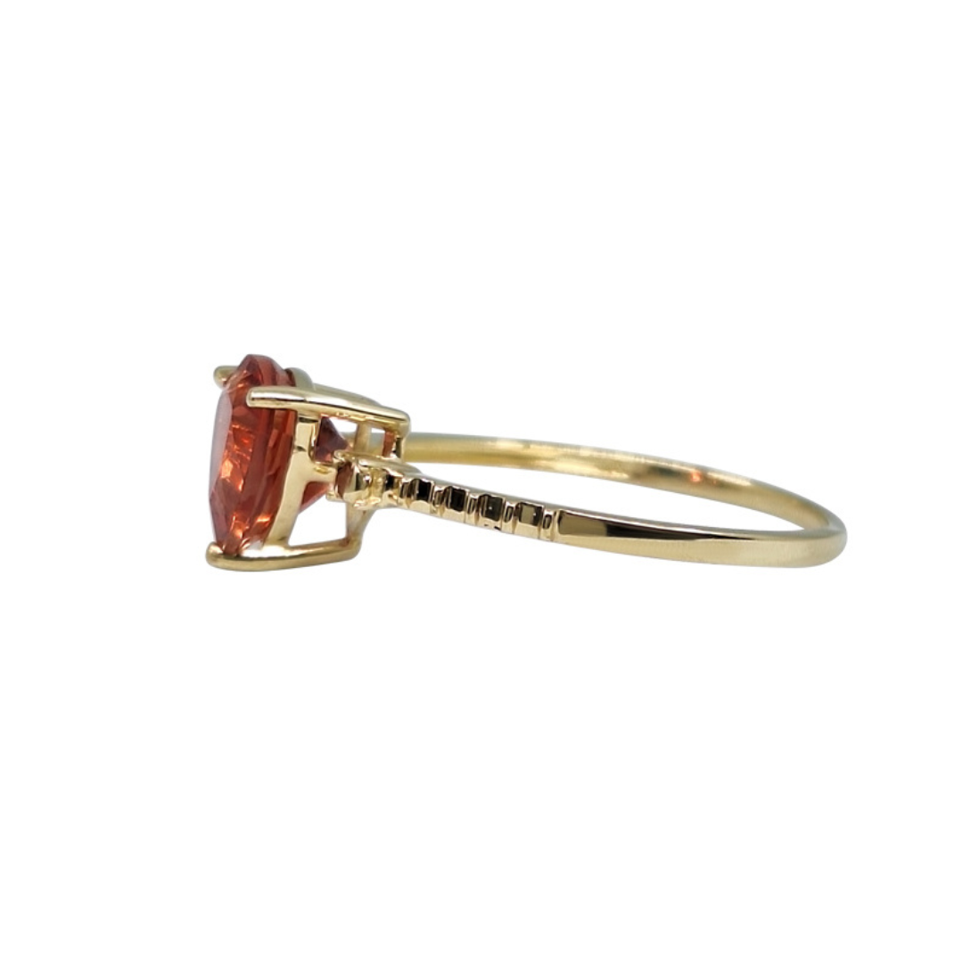 9ct Yellow Gold Trilliant Cut Orange Gemstone Ring