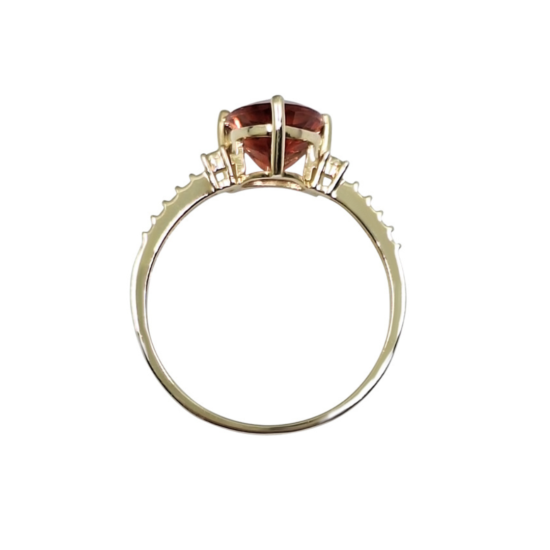 9ct Yellow Gold Trilliant Cut Orange Gemstone Ring