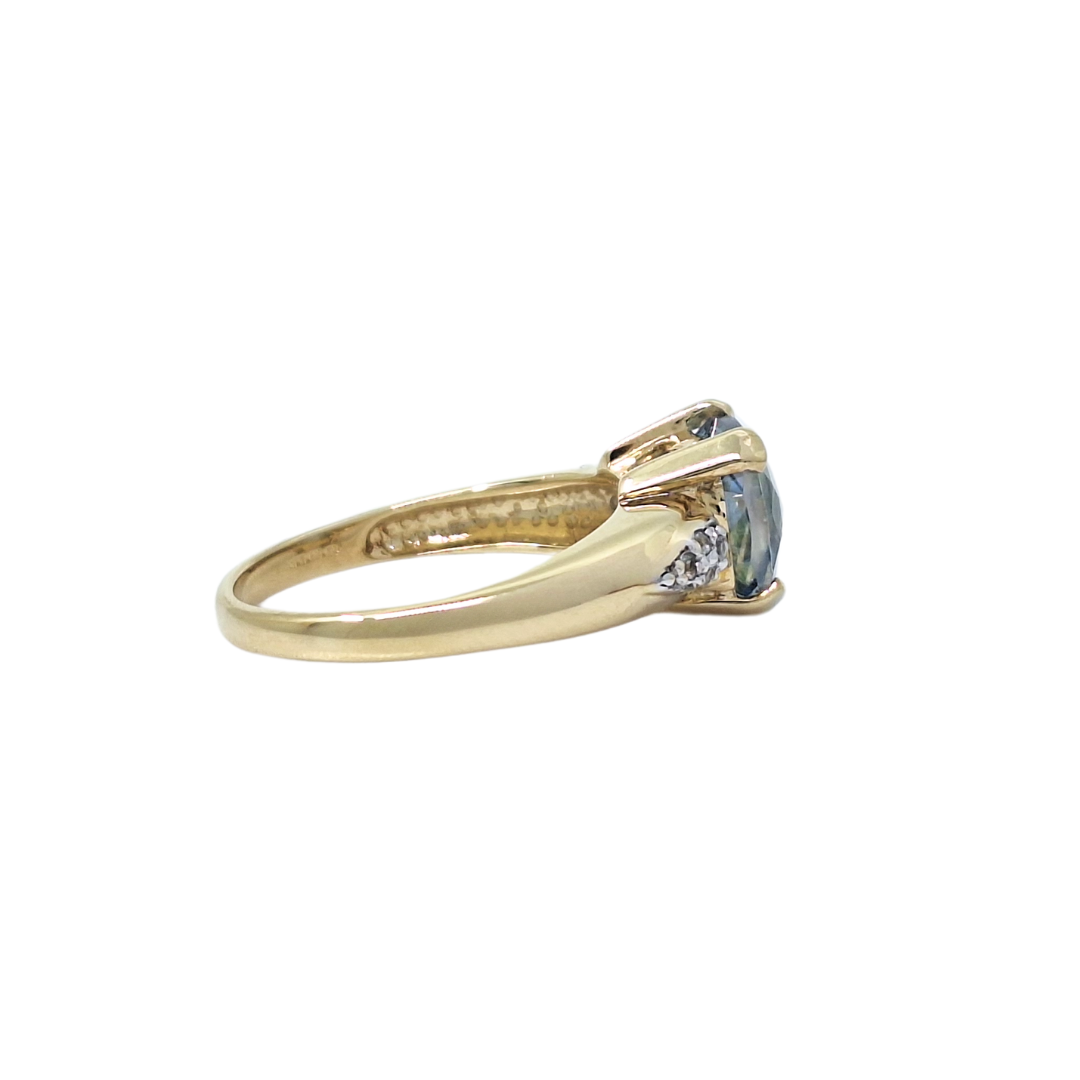 9ct Yellow Gold Neptune & White Topaz Ring