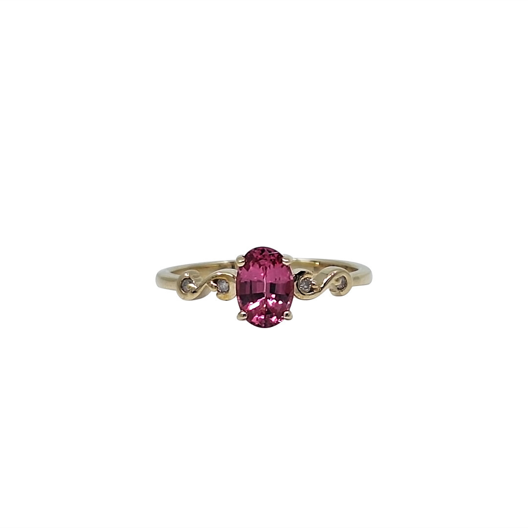 9ct Yellow Gold Spinel & Diamond Ring