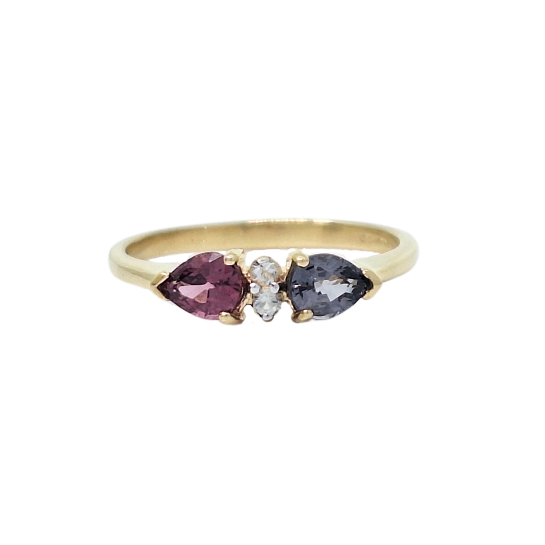 9ct yellow Gold Spinel & White Topaz Ring