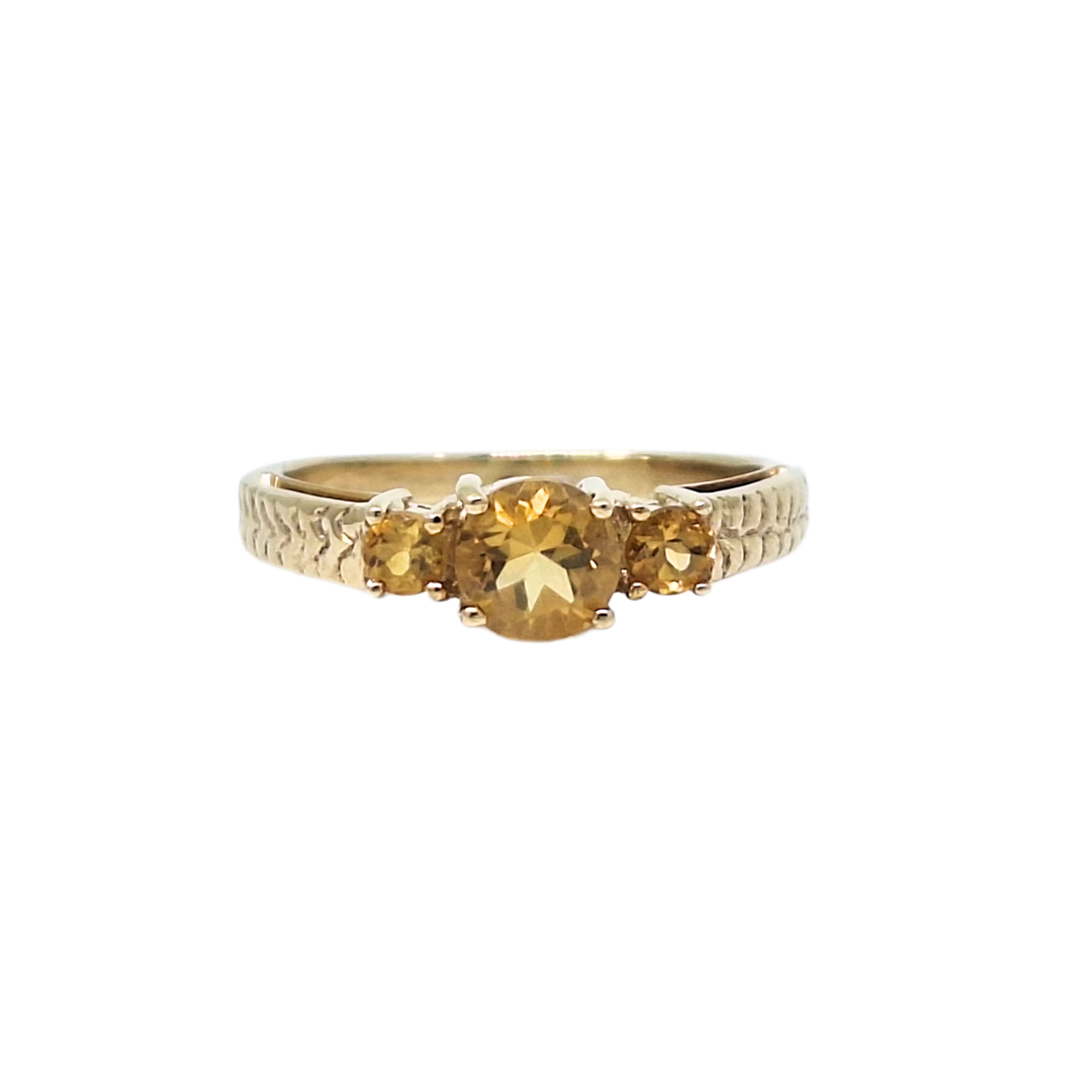 9ct Yellow Gold Citrine Three Stone Ring