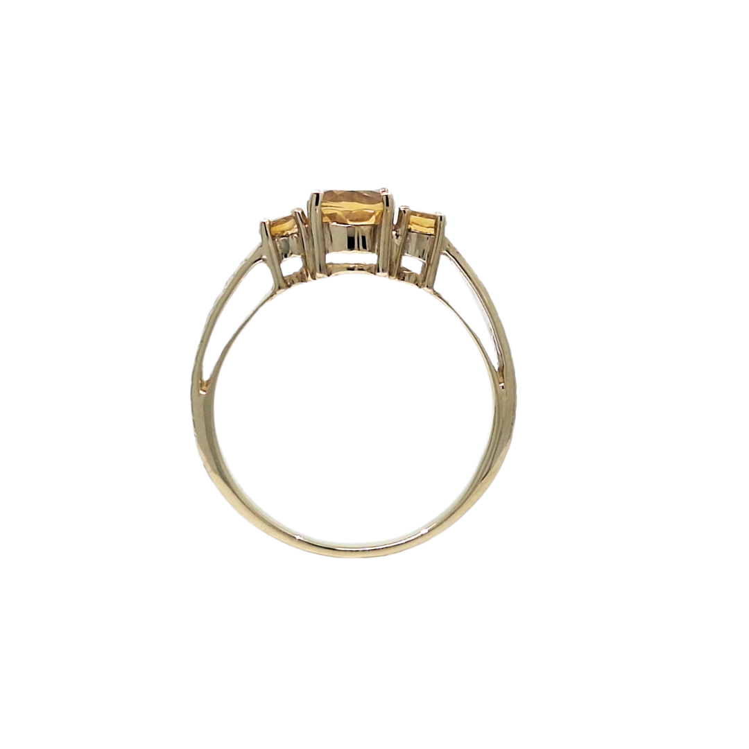 9ct Yellow Gold Citrine Three Stone Ring