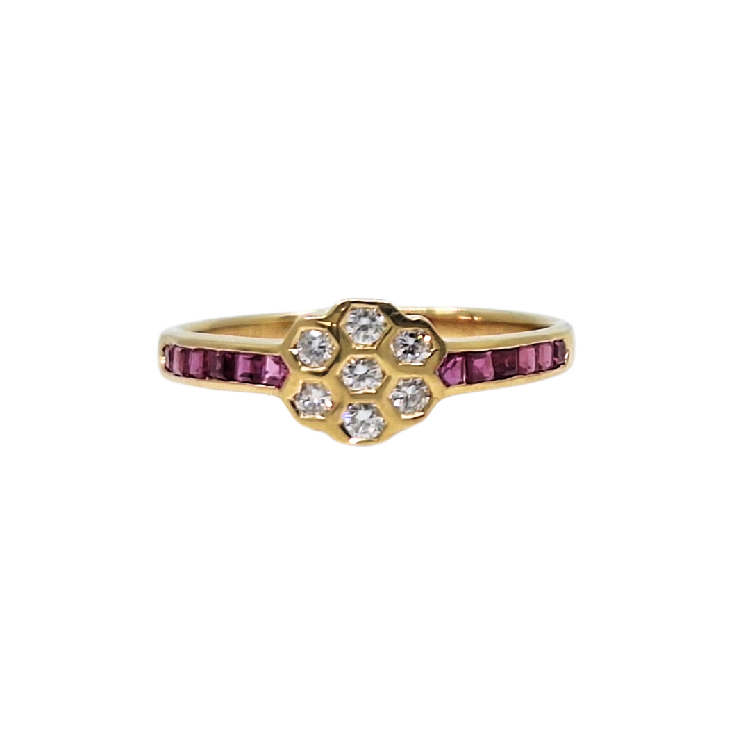 18ct Ruby & Diamond Flower Ring