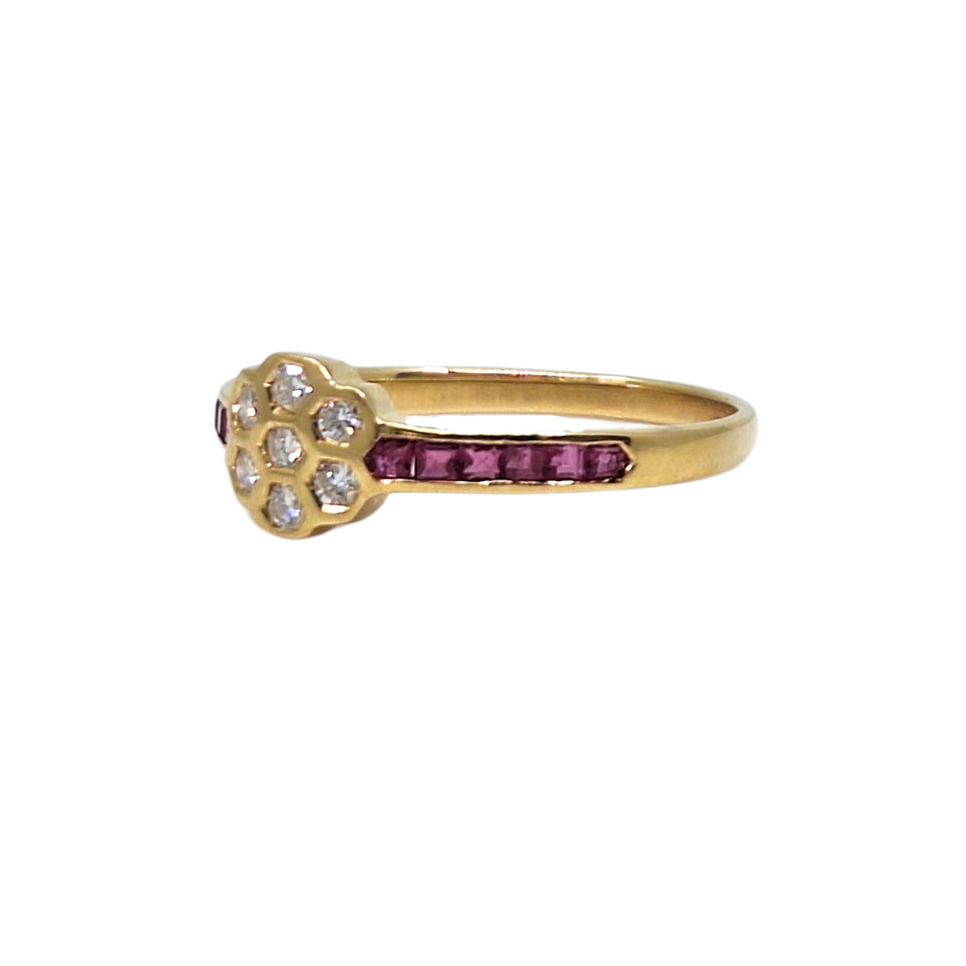 18ct Ruby & Diamond Flower Ring