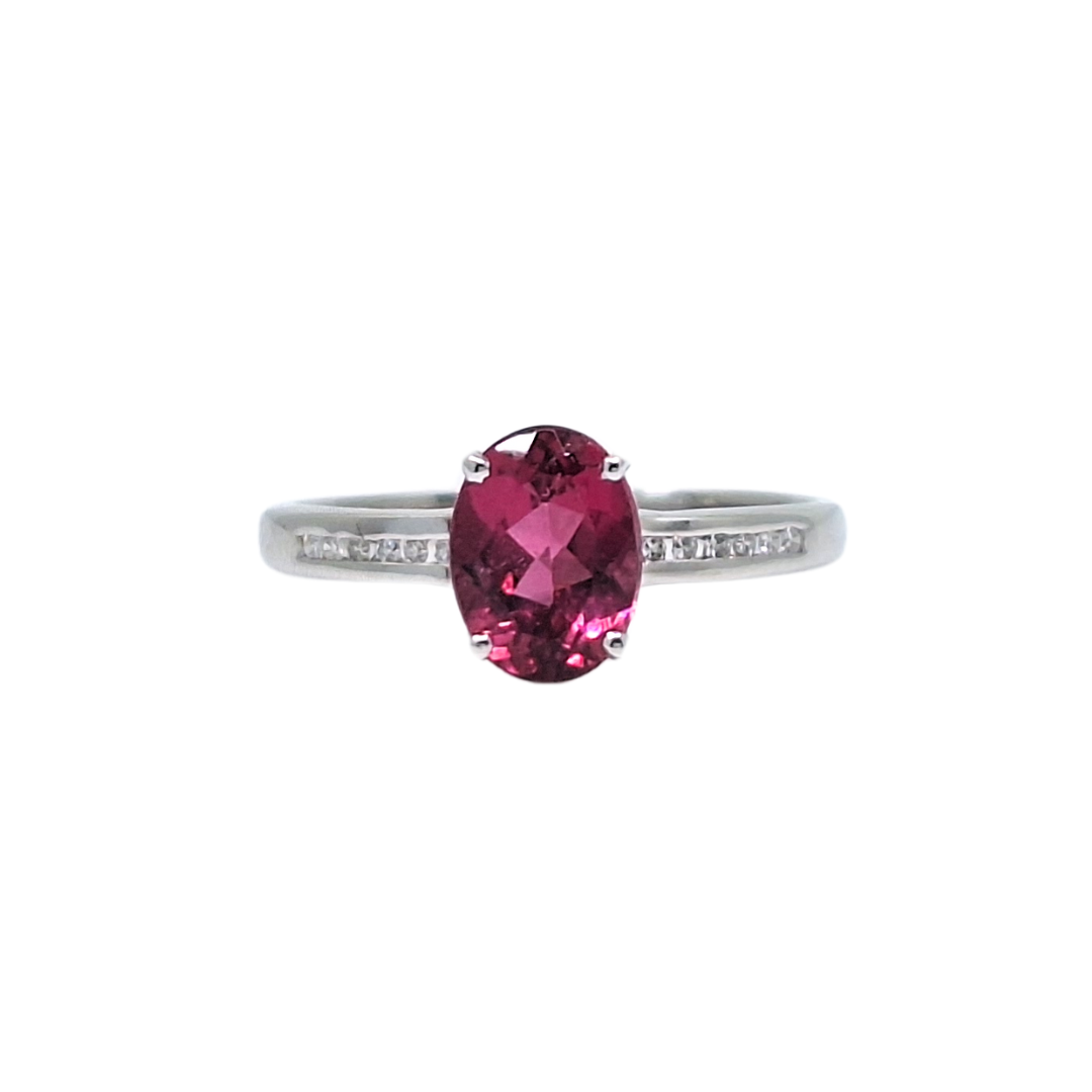 18ct White Gold Pink Tourmaline & Diamond Ring