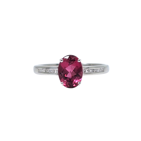 18ct White Gold Pink Tourmaline & Diamond Ring