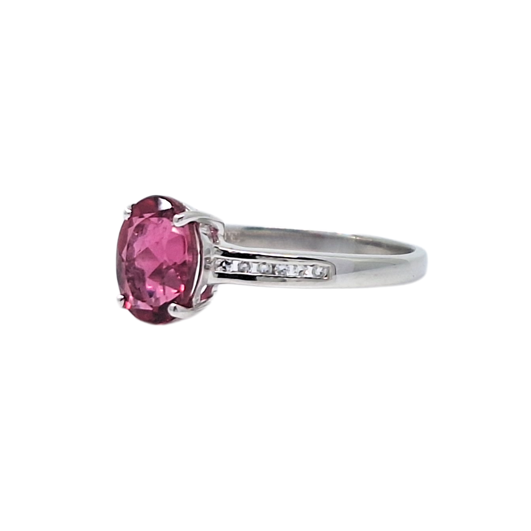 18ct White Gold Pink Tourmaline & Diamond Ring