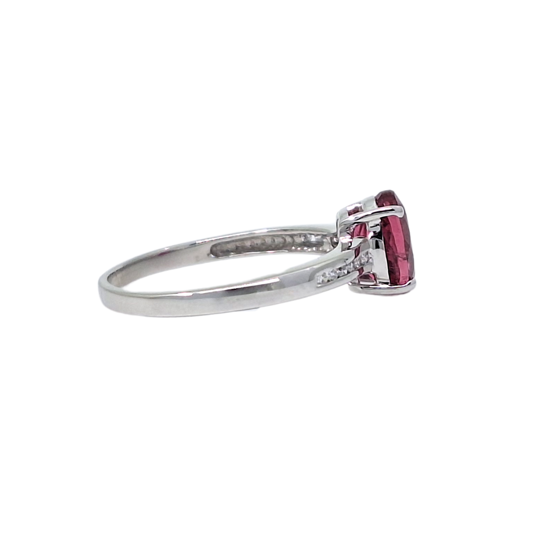 18ct White Gold Pink Tourmaline & Diamond Ring