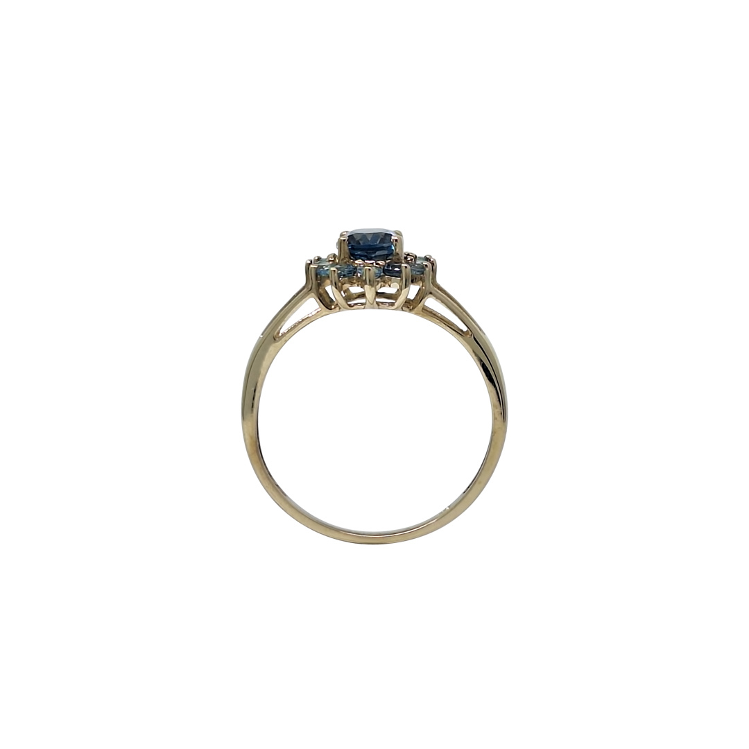 9ct Yellow Gold Blue Topaz Cluster Ring