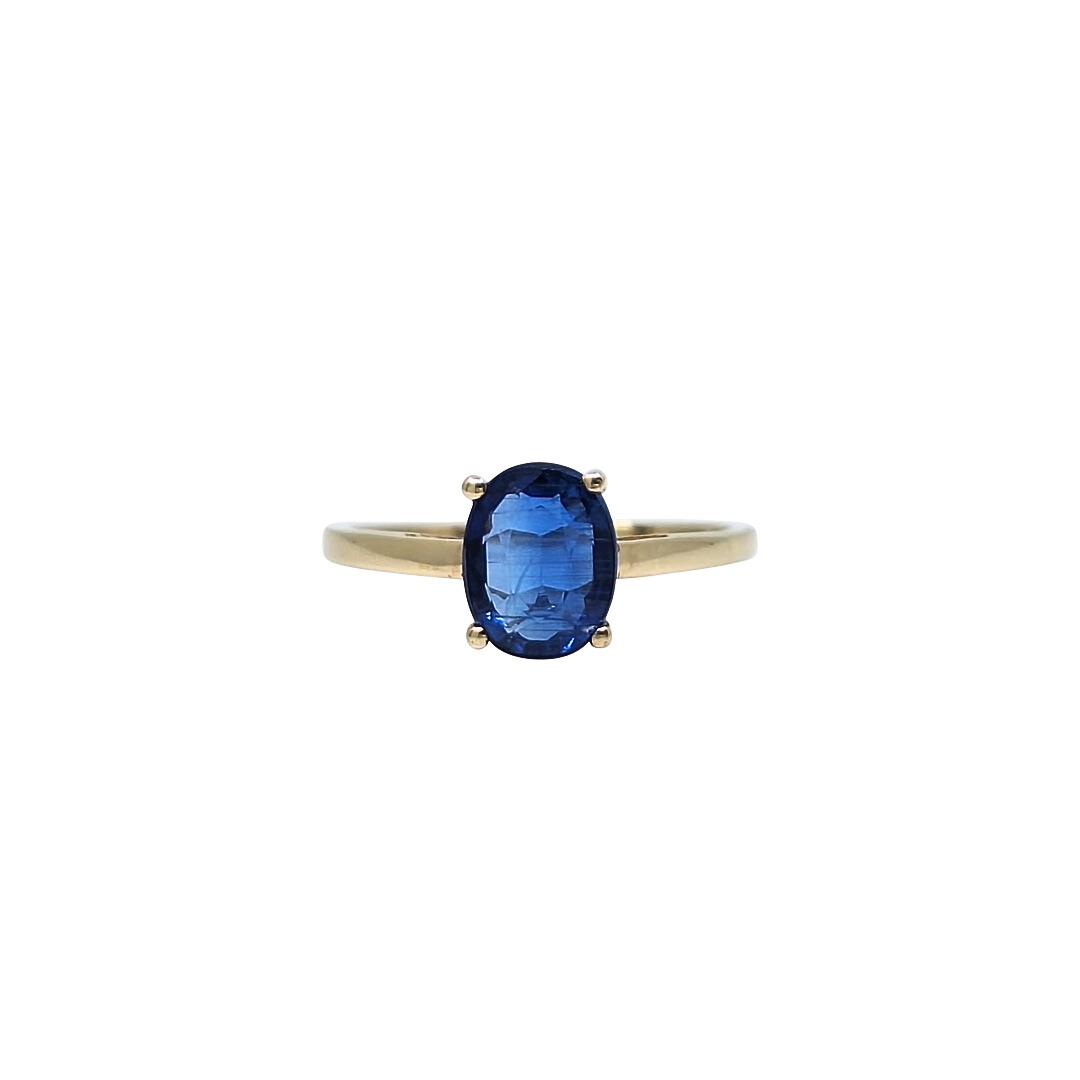 9ct Yellow Gold Blue Gemstone Ring