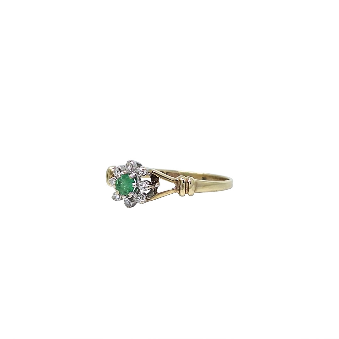 9ct Yellow Gold Emerald & Diamond Ring