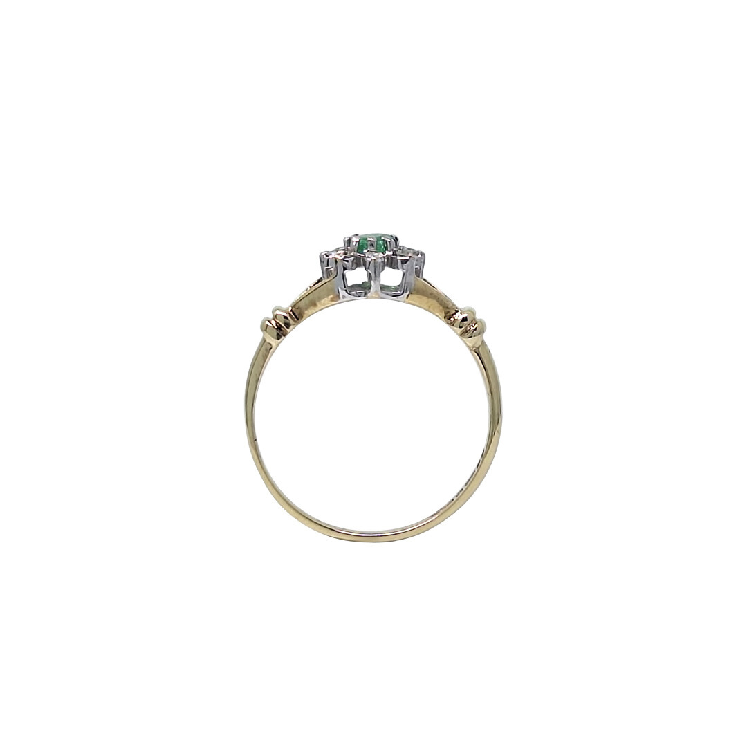 9ct Yellow Gold Emerald & Diamond Ring