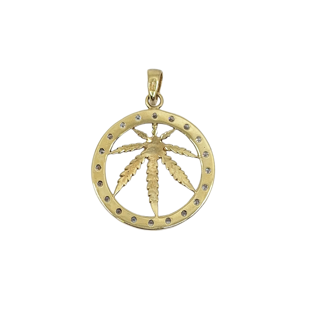 9ct Yellow Gold Cubic Zirconia Leaf Pendant