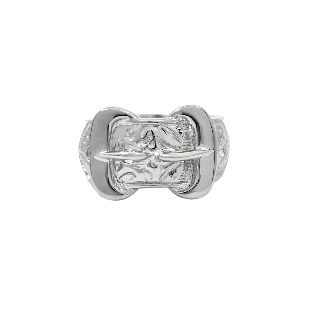 Silver Double Buckle Ring