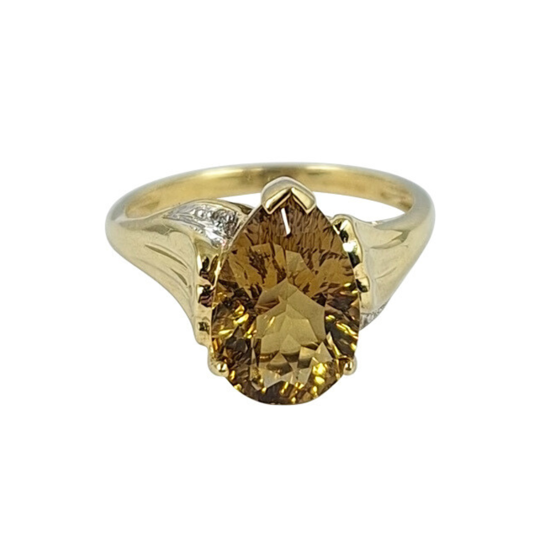 9ct Yellow Gold Pear Shape Citrine Ring