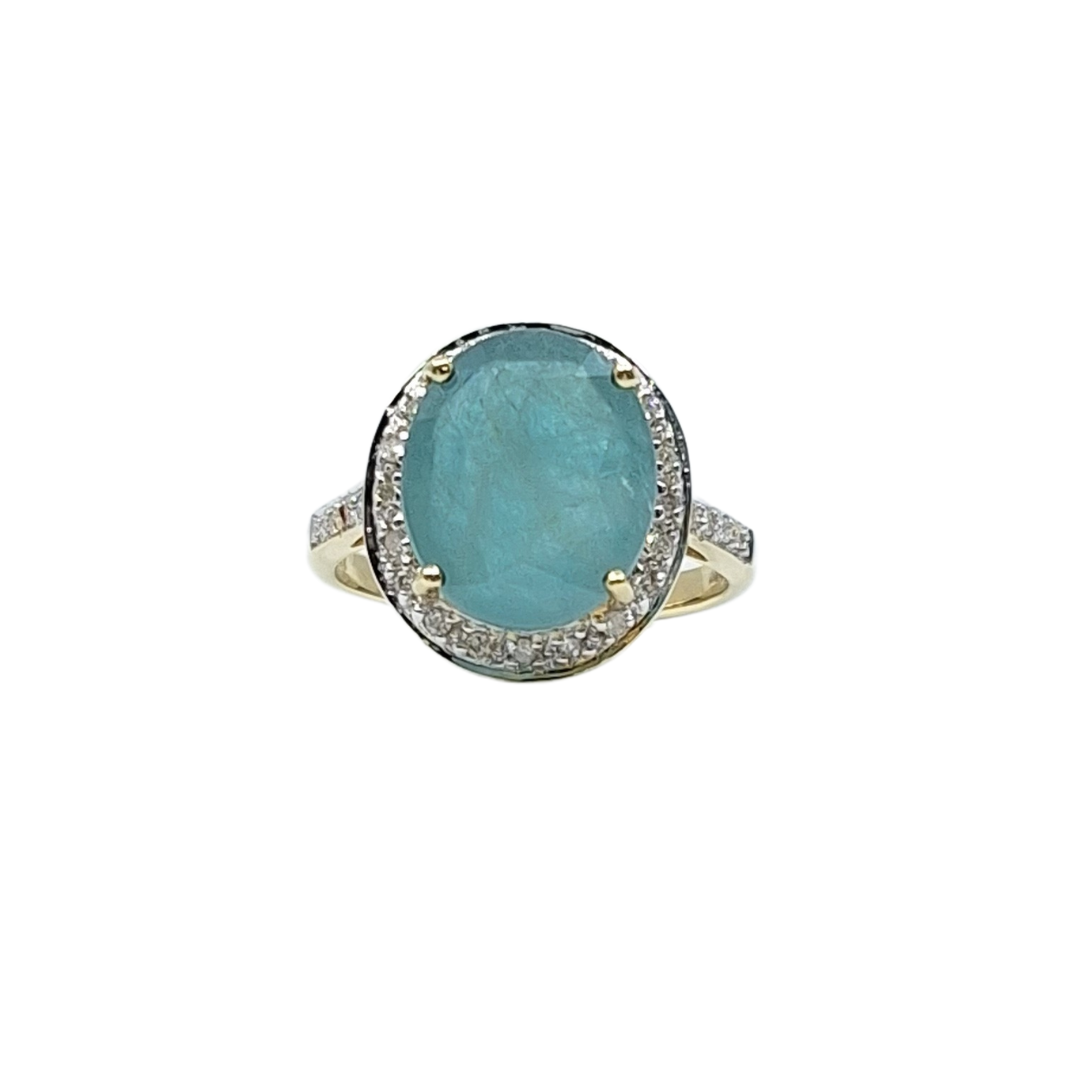 9ct Yellow Gold Gemstone & Diamond Ring