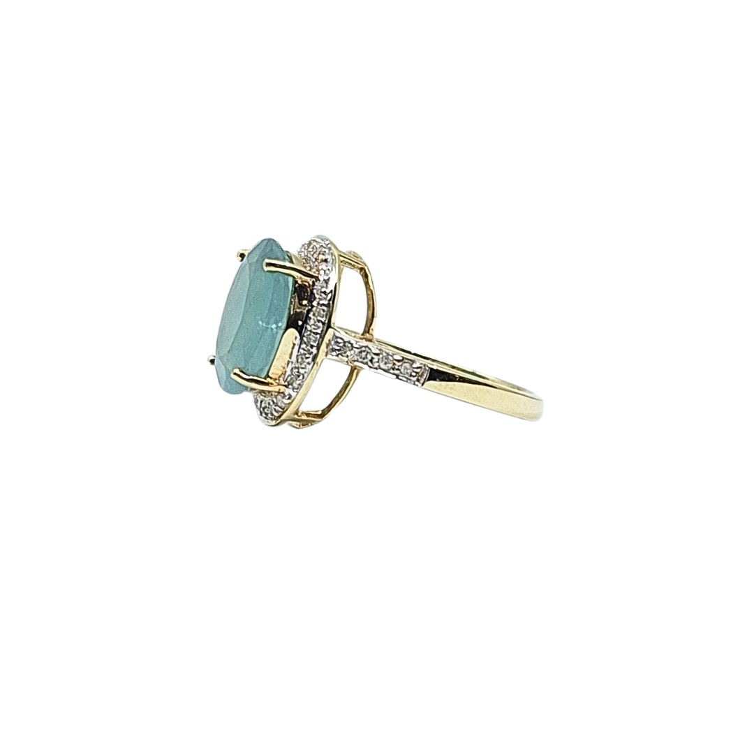 9ct Yellow Gold Gemstone & Diamond Ring