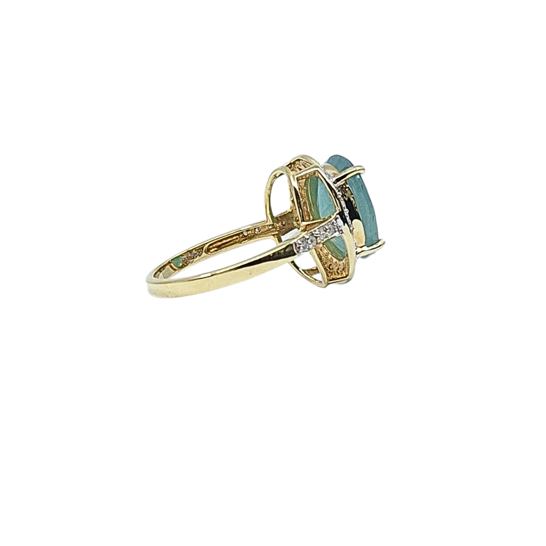 9ct Yellow Gold Gemstone & Diamond Ring