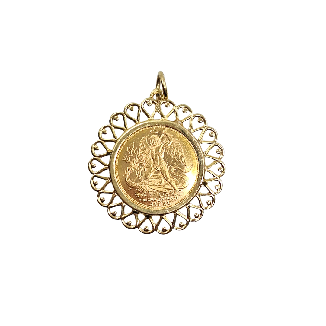 9ct/Fine Gold 1/2oz Angel Coin Pendant 1988