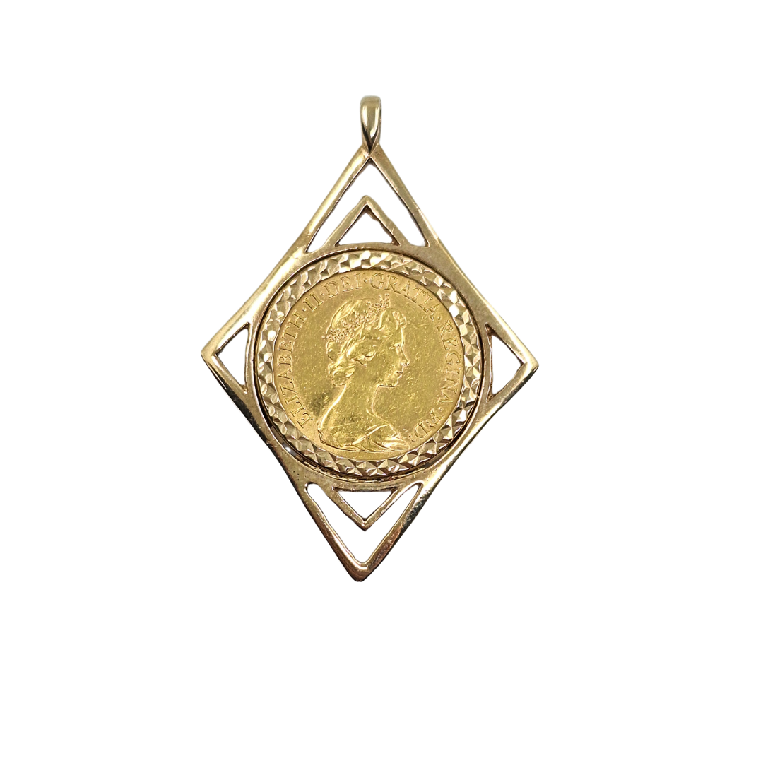 9ct/22ct Yellow Gold Full Sovereign Pendant 1978