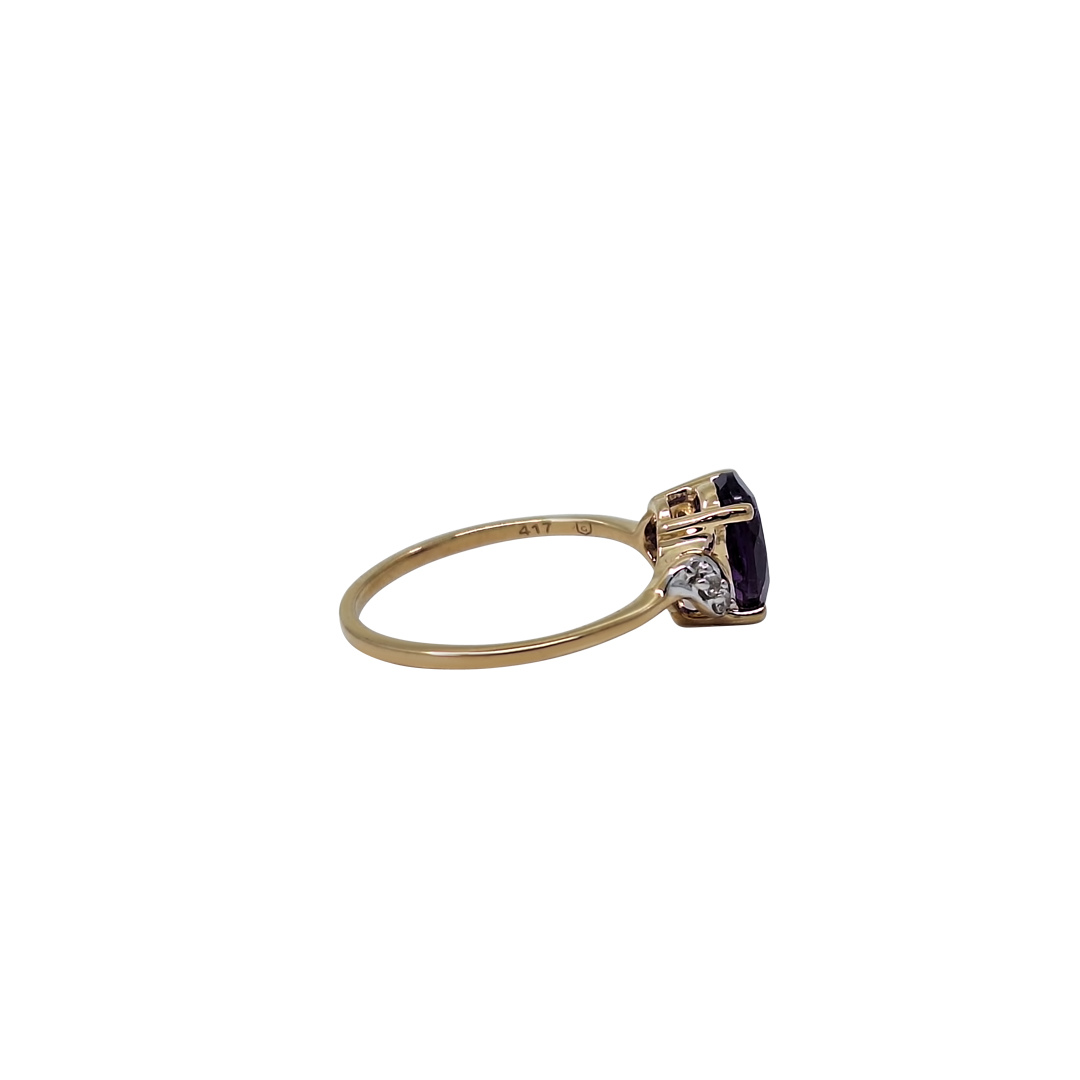 9ct Yellow Gold Moroccan Amethyst & White Zircon Ring