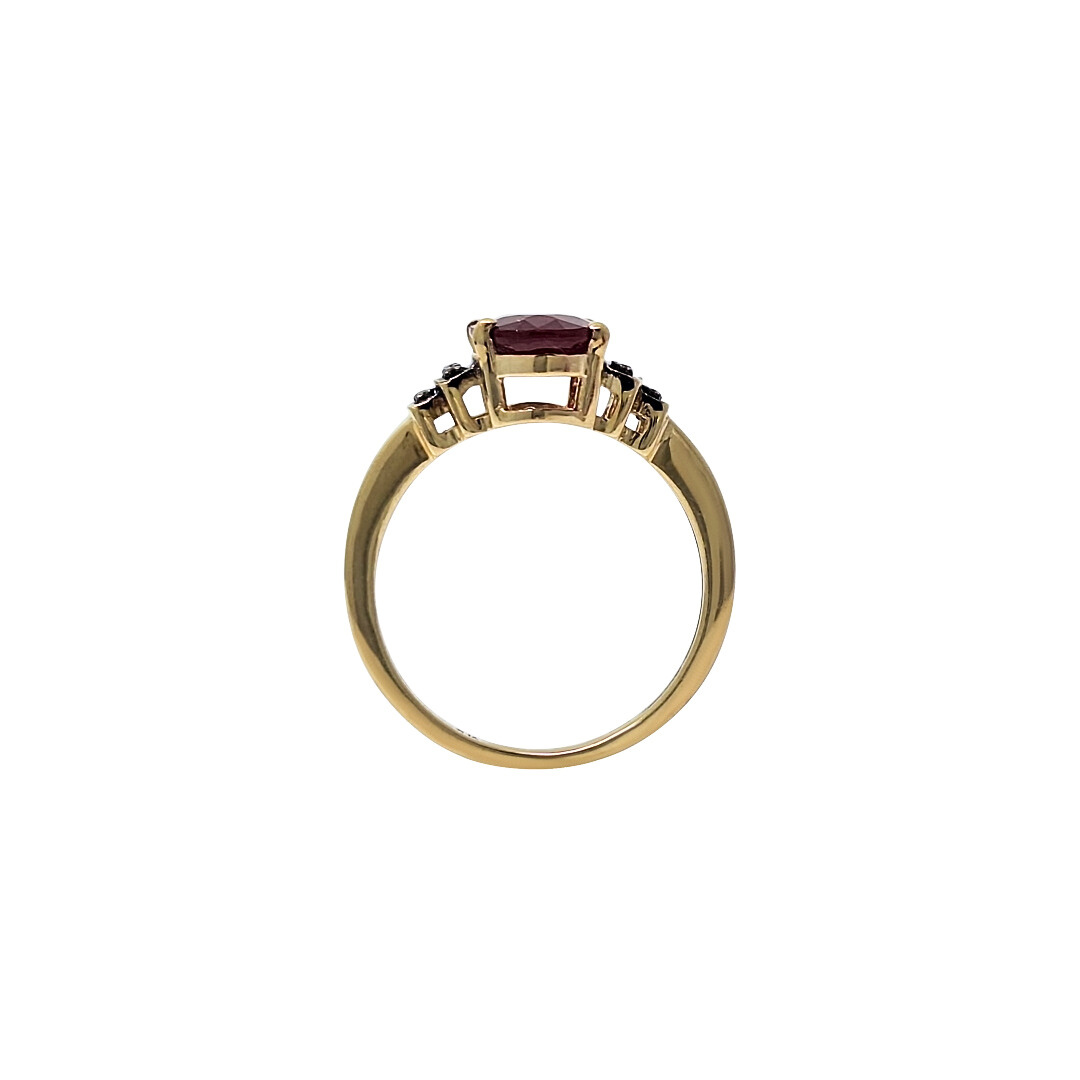 9ct Yellow Gold Ruby & Champagne Diamond Ring