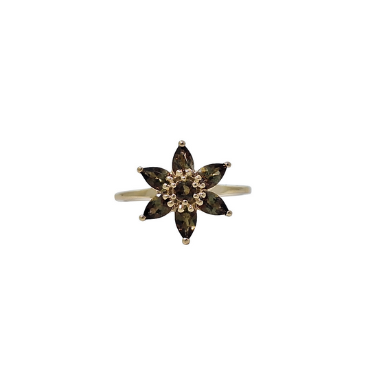 9ct Yellow Gold Sopa Audalusite Flower Ring