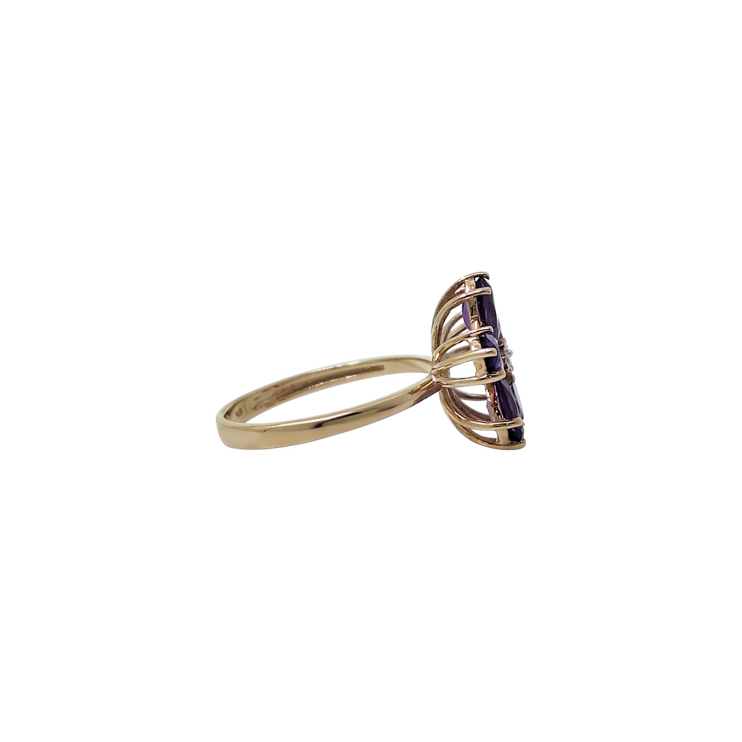9ct Yellow Gold Amethyst Flower Ring