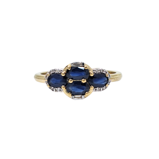 9ct Yellow Gold Nilamani & White Topaz Ring