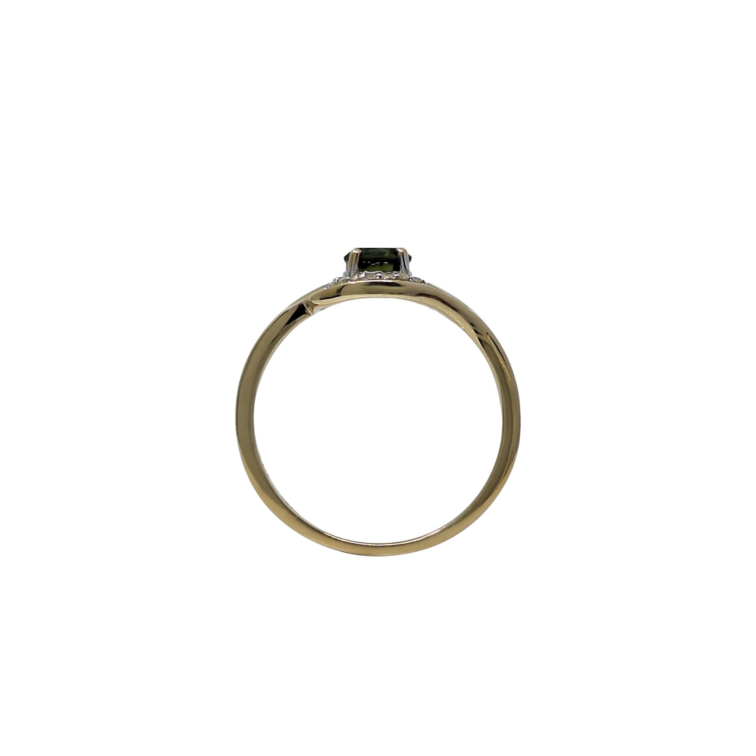 9ct Yellow Gold Chrome Tourmaline & Diamond Ring