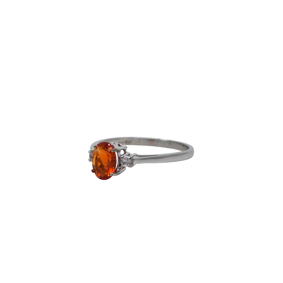 9ct White Gold Mandarin Garnet Ring